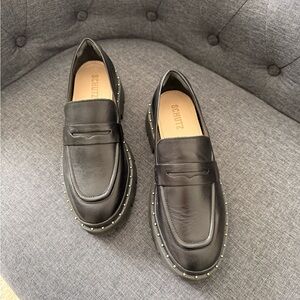 Schutz Women’s Black Studded Leather Loafers